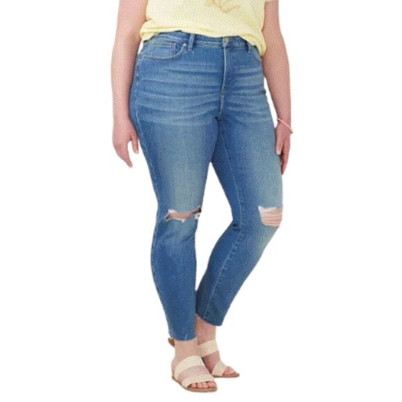 LC Lauren Conrad Womens High Rise Distressed Skinny Jeans Plus Size 18W New - Picture 1 of 8